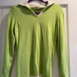 Light Green Cashmere Collard Sweater